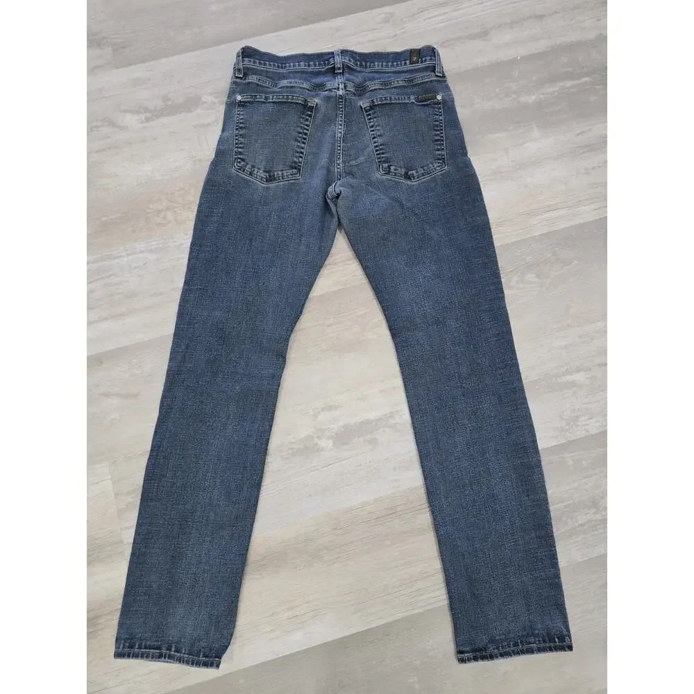 7 For All Mankind Men's Slimmy Tapered Jeans Size 34 Med Wash Stretch Denim